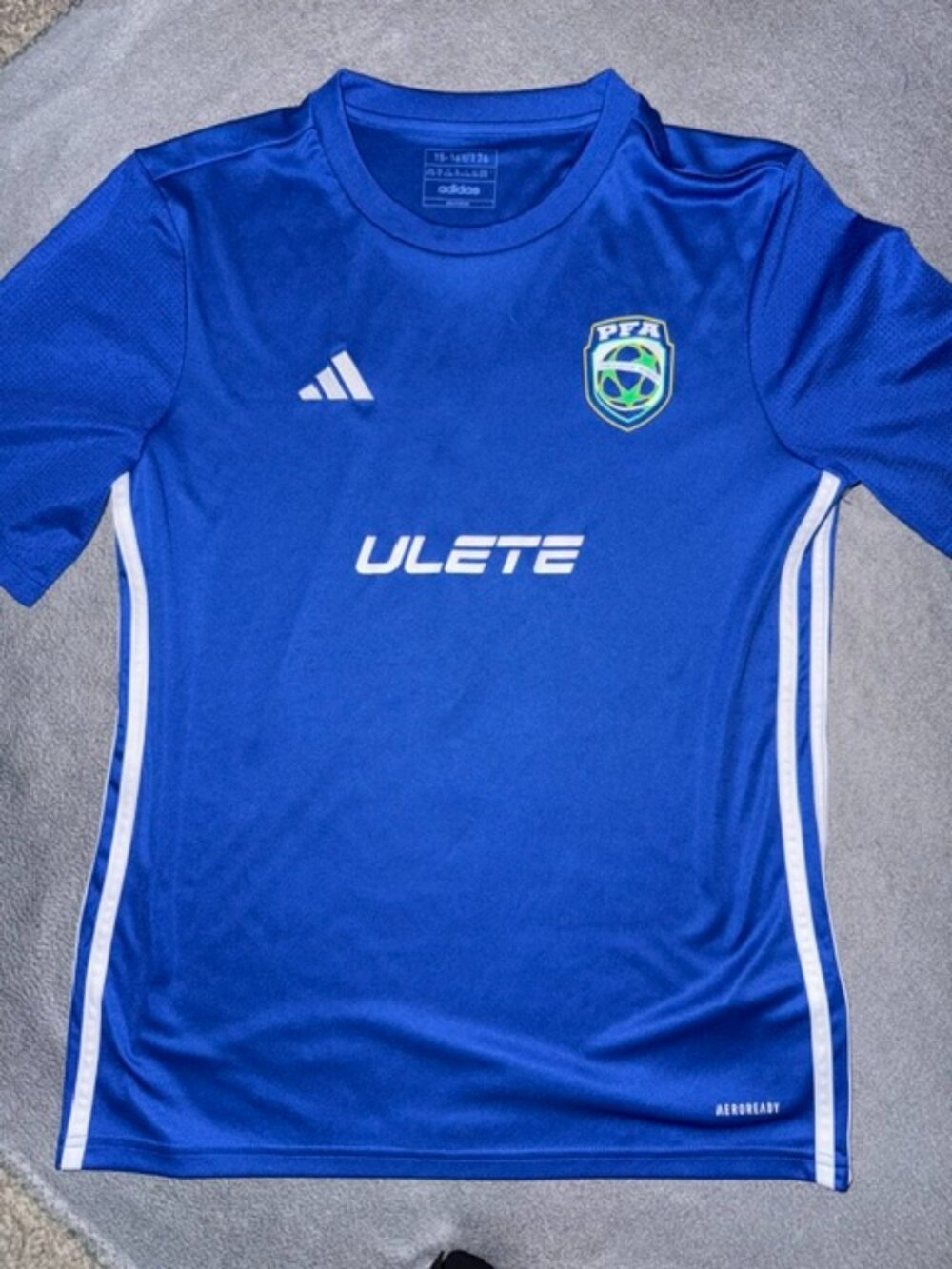 Adidas AeroReady Youth Soccer Jersey PFA ULETE FUTSAL Size XL Blue White
